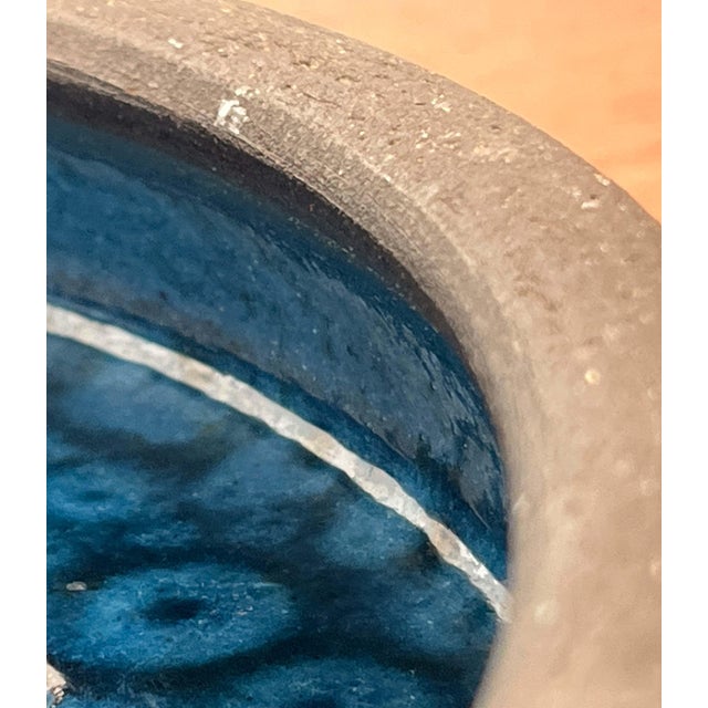 Blue Large Mid-Century Modern Blue Danish Studio Pottery Bowl by Mogens Nielsen for Nysted Keramik, 1960s For Sale - Image 8 of 18