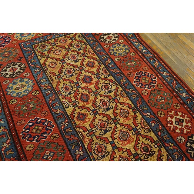 1880s Yellow Diamond Antique Nw Persian Rug 4'4" X 11'6" Handmade Wool Carpet For Sale In New York - Image 6 of 6