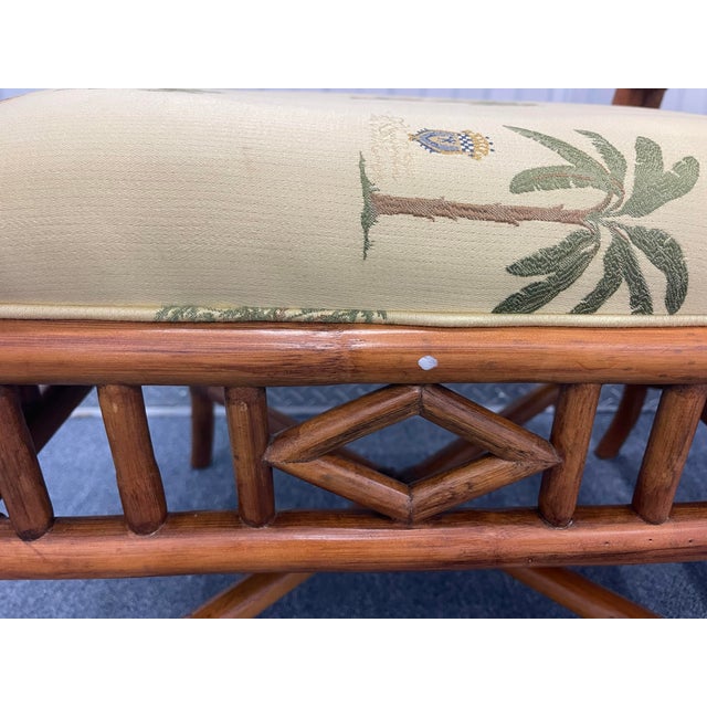 Late 20th Century Pair of Rattan Chippendale-Style Dining Chairs With Fretwork Backs For Sale - Image 11 of 12