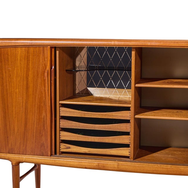 Gunni Omann Mid Century Danish Teak High Sliding Door Credenza For Sale - Image 9 of 10