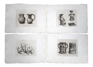 Antique Ltd. Ed. English Pottery Etchings-Set of 4