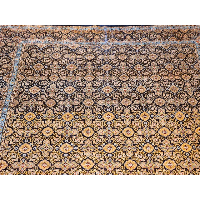 Vintage Tabriz Rug, Hand-Knotted Wool, Allover Geometric Pattern, Navy & Tan, 9x11 For Sale - Image 15 of 15