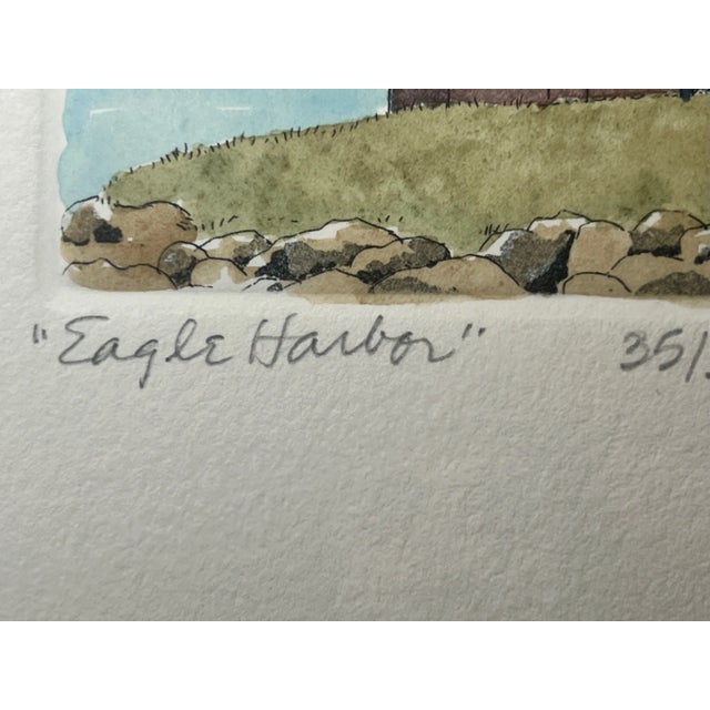 Late 20th Century Late 20th Century Colored Etching of Eagle Harbor by Larry Harris For Sale - Image 5 of 8