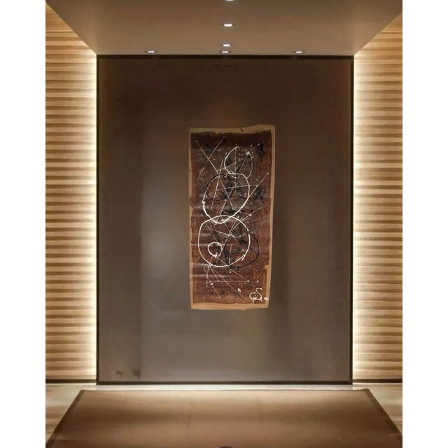 Brown Large Unframed Abstract Painting by Christopher Shoemaker (64” High) For Sale - Image 8 of 8