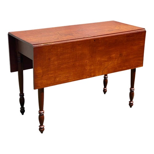 Early 19th Century Antique New England Cherry Drop Leaf Dining