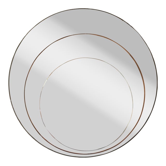 1980s Postmodern Colored Glass Round Wall Mirror/Sold For Sale