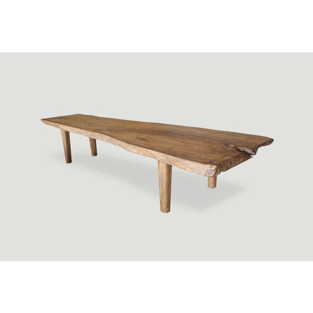 Andrianna Shamaris Live Edge Teak Wood Coffee Table or Bench For Sale - Image 14 of 18