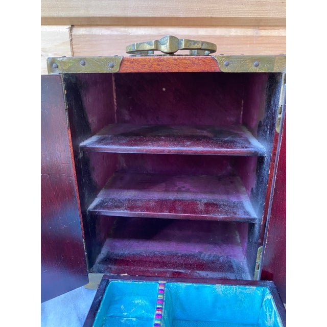 1960's Wooden Chinese Jewelry Cabinet With Jade Inlays For Sale - Image 9 of 11