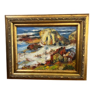 20 Th Century Italian School Impressionist Style Oil on Canvas Seascape View Signed Framed For Sale