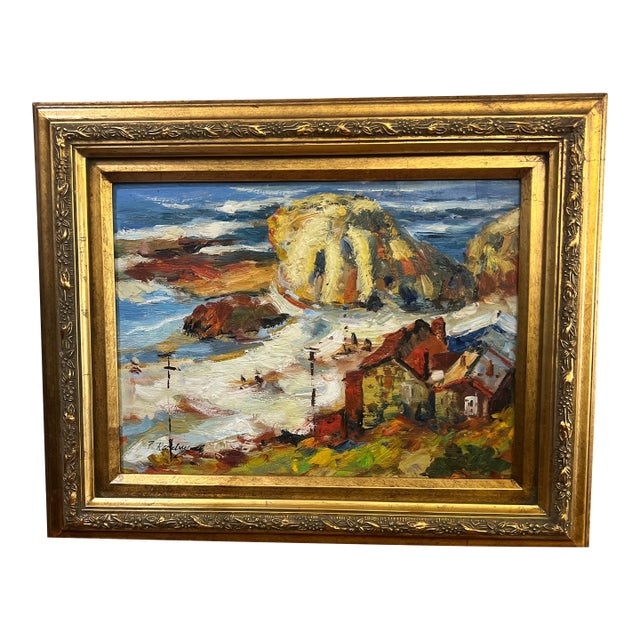 20 Th Century Italian School Impressionist Style Oil on Canvas Seascape View Signed Framed For Sale