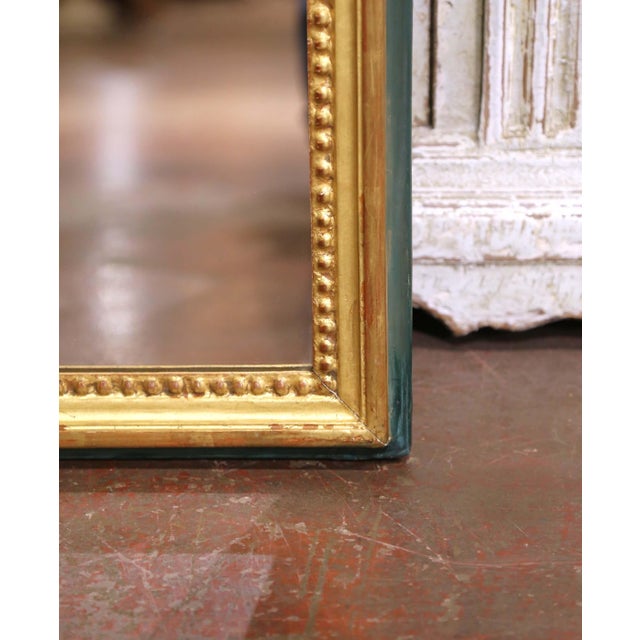 19th Century French Louis XVI Giltwood and Painted Wall Mirror With Beaded Trim For Sale In Dallas - Image 6 of 7