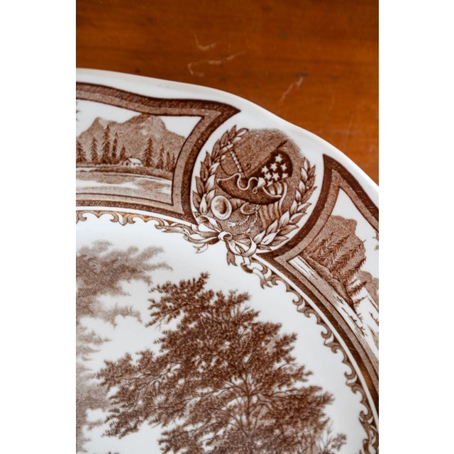 American 1930s George Washington's Mount Vernon Americana Ironstone Brown White Transferware Plate by J&g Meakin England For Sale - Image 3 of 6