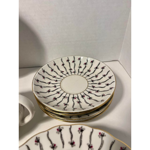 White 1960s Ussr Period Lomonosov Floral Pattern 22kt Gold Trim Porcelain Tea Set- 22 Pieces For Sale - Image 8 of 9