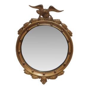 Antique Federal 13 Colonies Eagle Bullseye Convex Gold Wall Mantle Mirror