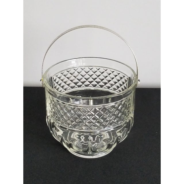 Mid-Century Modern 1950s Glass Ice Bucket With Handle + Stainless Tongs- 2 Pieces For Sale - Image 3 of 4