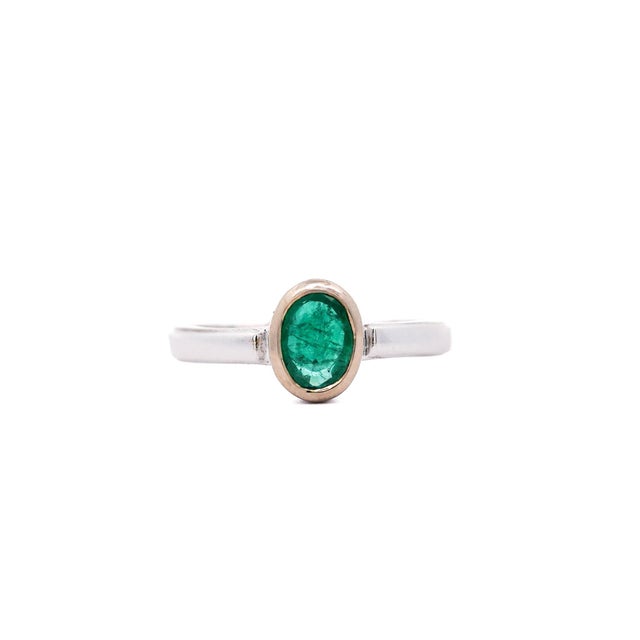 18k White Gold Detachable Ring Jacket Bezel Emerald and Diamond Ring Size 7 For Sale - Image 4 of 7