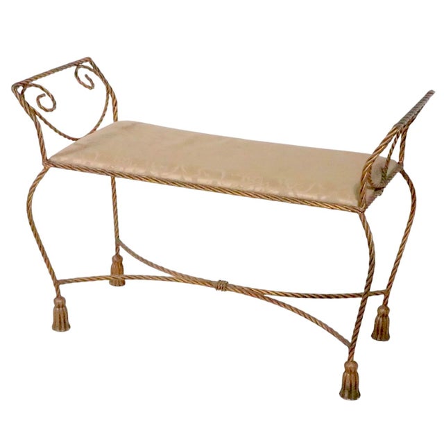 Mid 20th Century Gold Finish Metal Tassel Bench Made in Italy C 1950/60's For Sale - Image 5 of 17