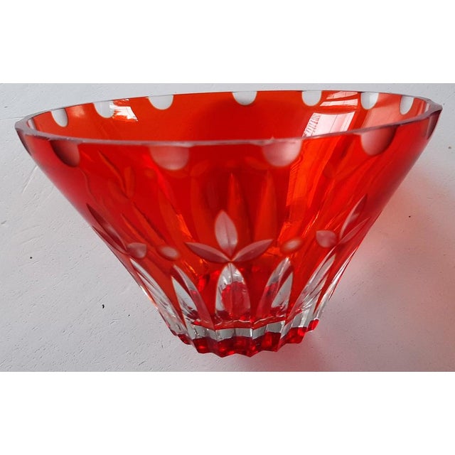 Red 2-Layer Ruby Crystal Glass Bowl, 1960s For Sale - Image 6 of 10
