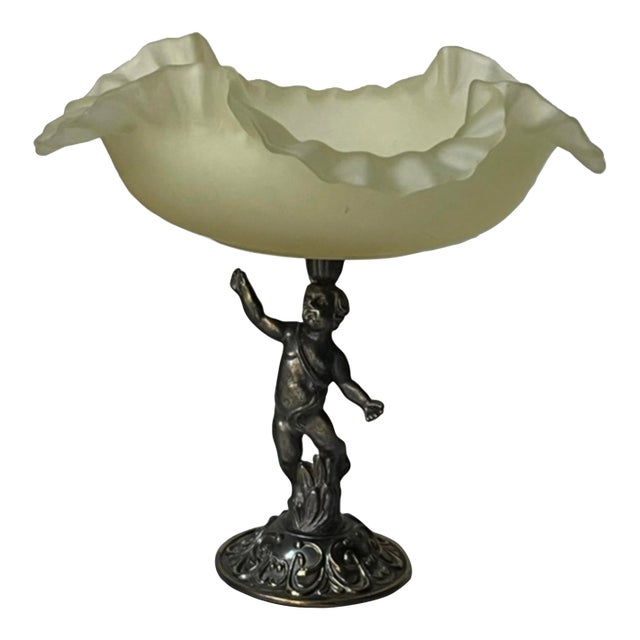 Antique Art Nouveau Figural Compote, Also Known as a Cherub Bowl or Tazza For Sale
