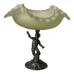 Antique Art Nouveau Figural Compote, Also Known as a Cherub Bowl or Tazza