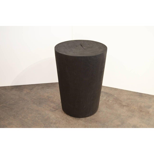 Contemporary Andrianna Shamaris Triple Burnt Teak Wood Side Table For Sale - Image 3 of 5