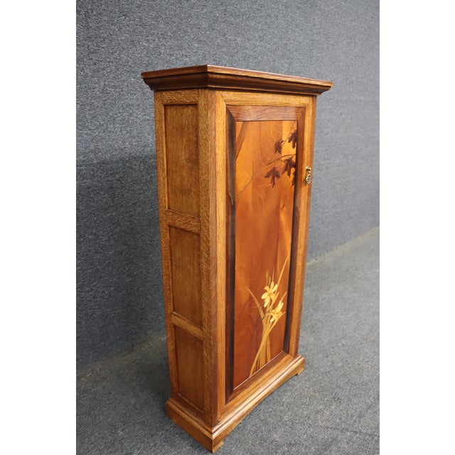 Emile Gallé Style Art Nouveau Oak Hanging Pantry Cupboard For Sale - Image 4 of 13