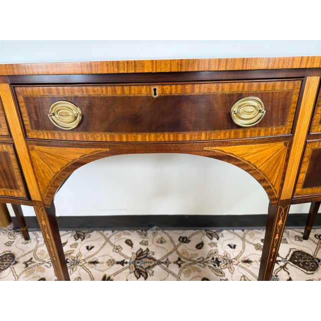 Councill Craftsmen Mahogany Inlaid Sideboard Buffet With Serpentine Front For Sale - Image 10 of 12
