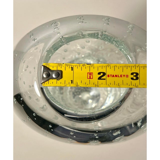 Vintage Murano Italy Hand Blown Art Glass Controlled Bubbles Vase 15” For Sale In Los Angeles - Image 6 of 6