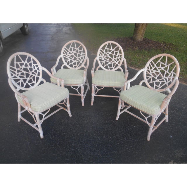 McGuire Vintage McGuire Bamboo 5 Piece Cracked Ice Dining Set For Sale - Image 4 of 13