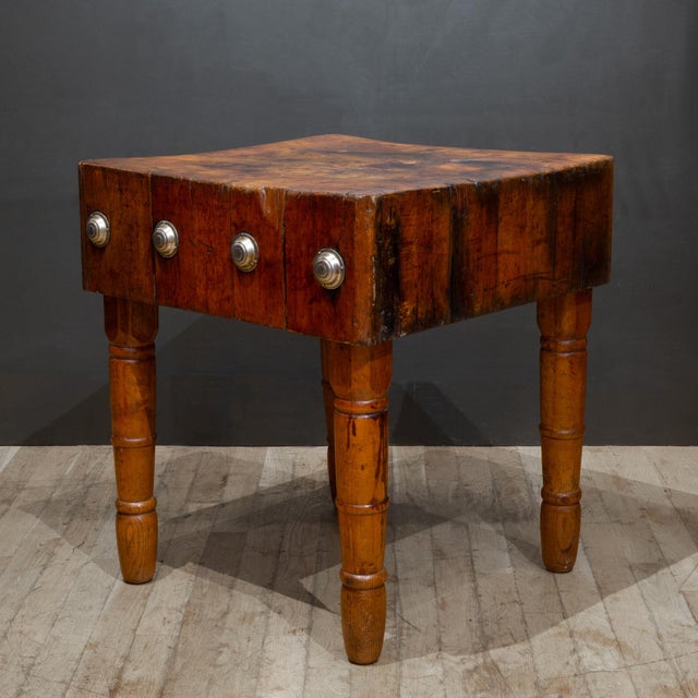 Industrial Antique Maple Butcher Block c.1930 For Sale - Image 3 of 9