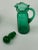 Mid-Century Modern Cruet: 1950s Vintage Teal-Emerald Green Crackle Glass Olive Oil or Vinegar Cruet, Vintage Mid Century For Sale - Image 3 of 9