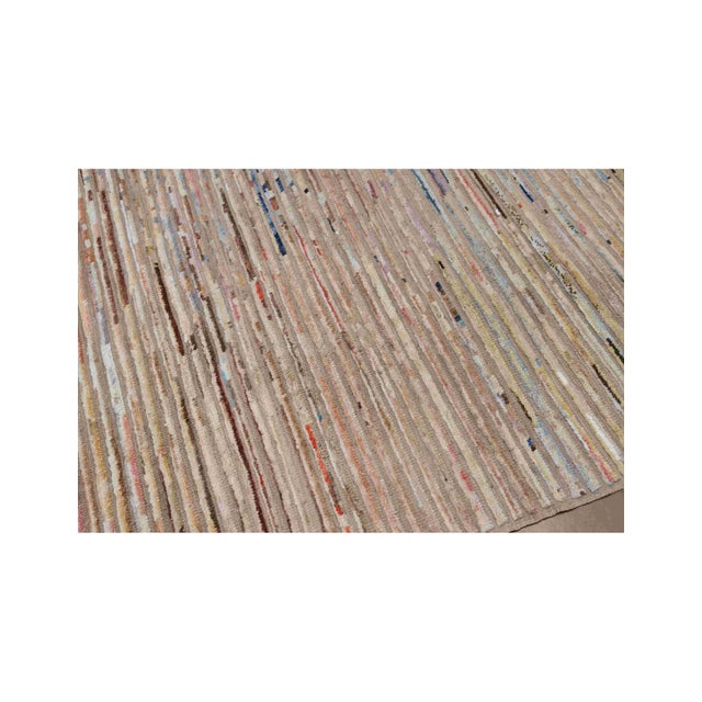 Modern Multicolor Hand Knotted Wool Rug For Sale - Image 9 of 9