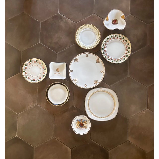 Red and Gold Art Deco Coat of Arms Motif Wall Plate Curation- Set of 9 For Sale - Image 9 of 9