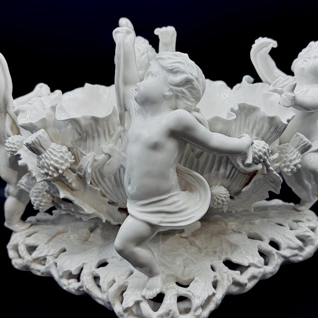 Large Antique Blanc De Chine Porcelain Cherub Centrepiece Bowl from T. Goode & Co. London, 1900 For Sale - Image 6 of 18