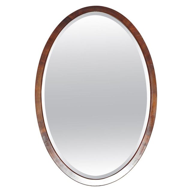 Antique Venetian Art Deco Oval Hardwood Framed Mercury Mirror, 1920s For Sale - Image 10 of 10