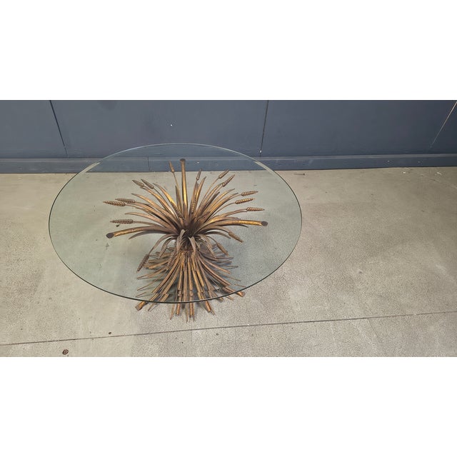 1970s Vintage Gilt Metal Sheaf of Wheat Coffee Table in the style of Coco Chanel, 1960s For Sale - Image 5 of 11