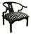 Vintage Ming Style Black Lacquer & Brass Low Chair After James Mont in Scalamandre El Morocco Espresso Fabric For Sale