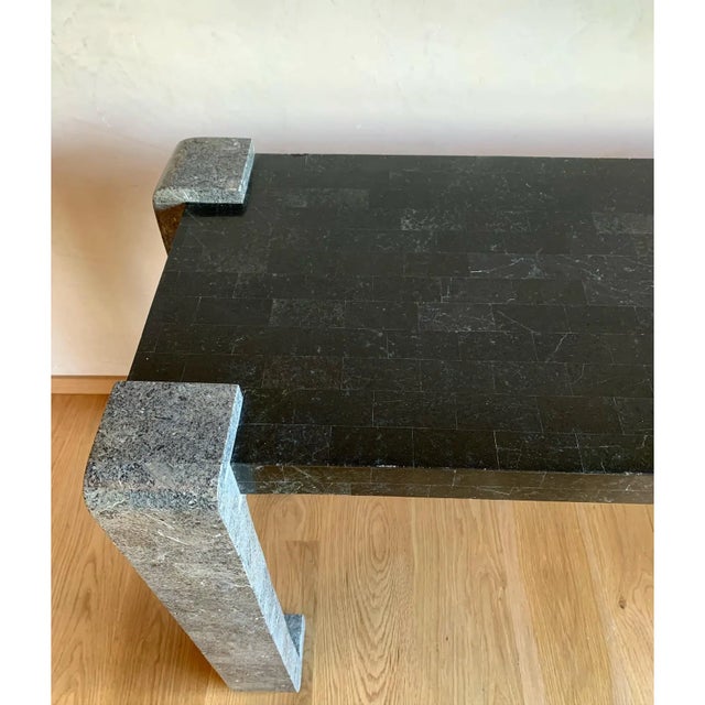Stone Vintage Post Modern Brutalist Anthropomorphic Biomorphic Tessellated Marble Console Table Attributed to Maitland Smith For Sale - Image 7 of 9