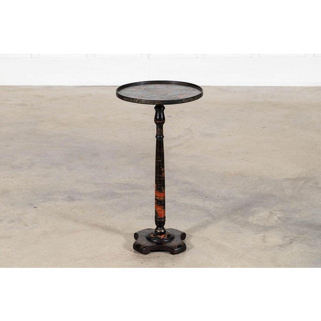 English Chinoiserie Pedestal Side Table, 1870 For Sale - Image 14 of 15