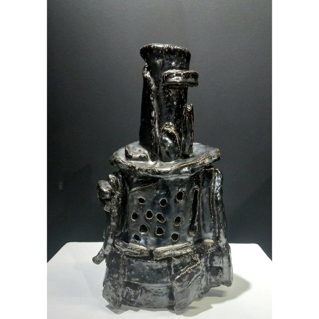 Ceramic Sculpture Vase 'Samourai' by Diane Grant. Glazed earthenware. Unique piece. Signed Diane Grant underside. Sold...