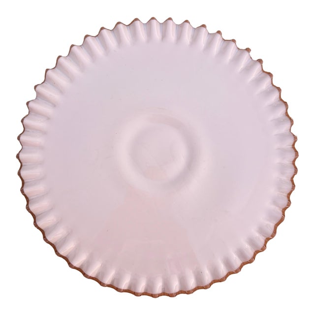 1950s Fenton Silver Crest Footed Cake Platter For Sale