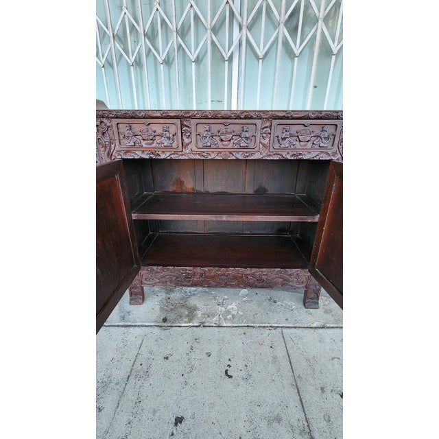 Wood Antique Head Carved Wood Cabinet For Sale - Image 7 of 12