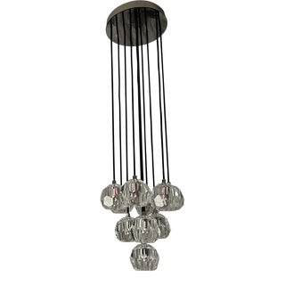 Restoration Hardware Modern Boule Cristal Clear Glass Round Chandelier For Sale
