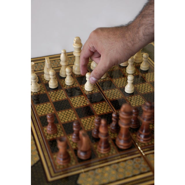 Khatam Marquetry Chess & Backgammon Set, Black Red and Gold, One-of-One For Sale - Image 6 of 6