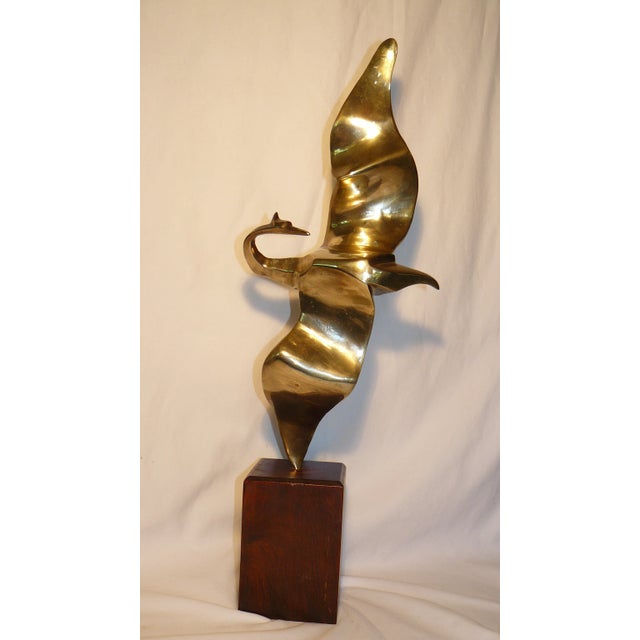 1950s Brass Flying Bird Sculpture For Sale - Image 11 of 11