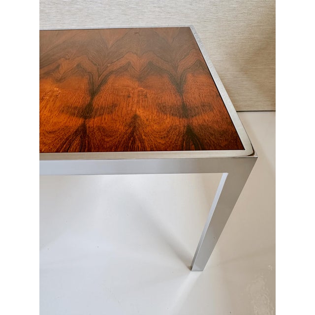 Wood 1970s Rosewood and Chrome Side Table in the Style of Florence Knoll For Sale - Image 7 of 10