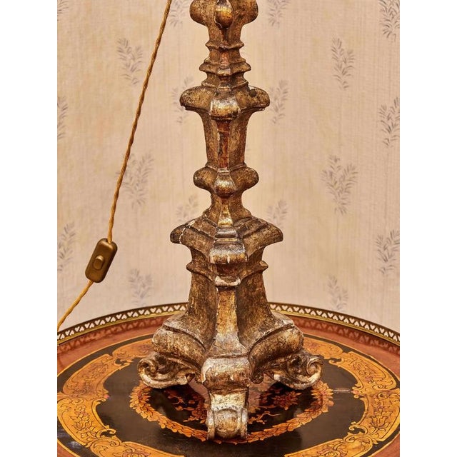 Baroque Wooden Candlestick Table Lamp For Sale - Image 6 of 10