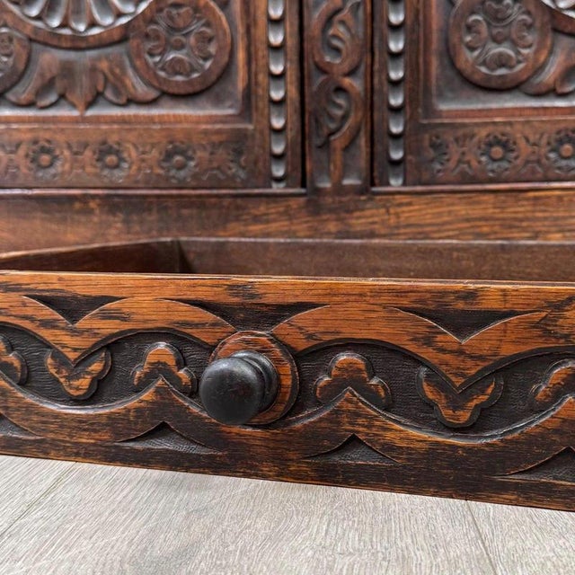 Wood 19th Century Victorian English Carved Oak Sideboard For Sale - Image 7 of 13