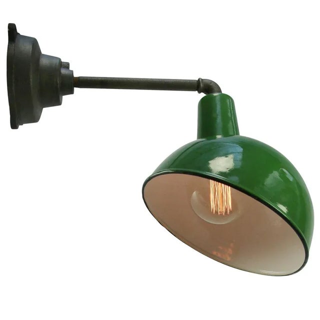 Industrial Vintage Industrial Green Enamel Cast Iron Wall Lights, 1950s For Sale - Image 3 of 6