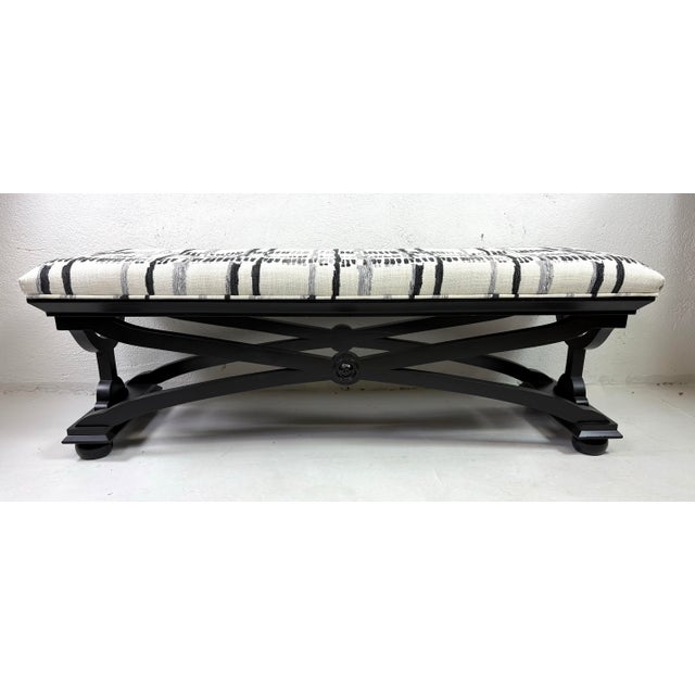 Mid-Century Vintage Empire Inspired Newly Upholstered Bench For Sale In Philadelphia - Image 6 of 12